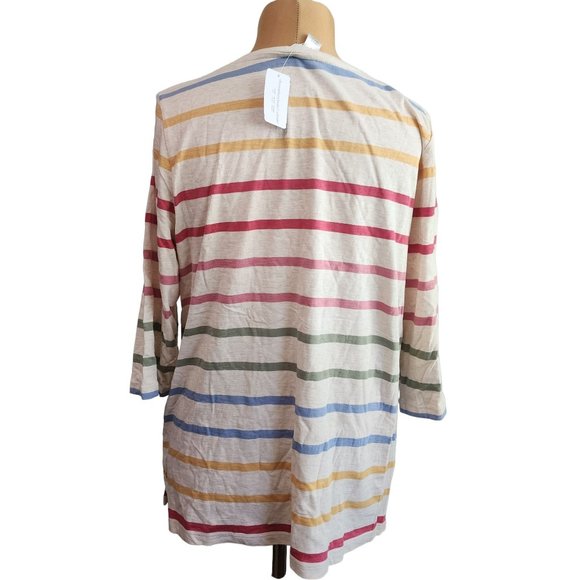 Preowned with Tags CJ Banks Womens Cream Striped 100% Cotton Top Size X (14W) - Picture 3 of 8